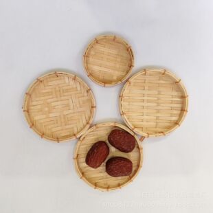 迷你潮汕竹编竹匾簸箕托盘竹筛子手工竹筐簸箕袖珍食玩仿真模型