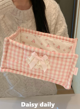 布艺桌面收纳筐韩系小熊ins风可折叠收纳盒杂物化妆品整理盒