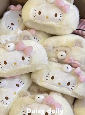 高颜值纸巾盒奶黄毛绒猫咪造型纸巾盒家用车载纸巾盒化妆品客厅