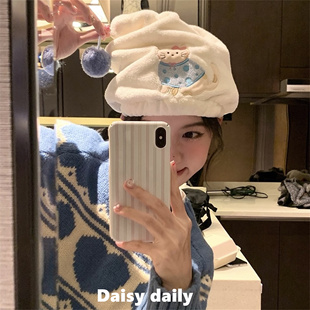 可爱猫咪干发帽女吸水速干加厚学生干发毛巾卡通珊瑚绒包头巾浴帽