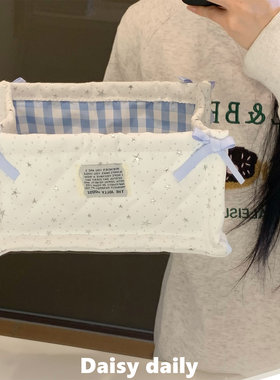 ins风星星波点桌面收纳筐布艺高颜值化妆品收纳盒杂物零食收纳筐