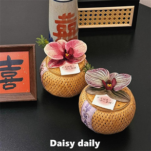 新中式喜糖盒蝴蝶兰高级感桌面摆件结婚客厅装饰布置婚礼伴手礼盒