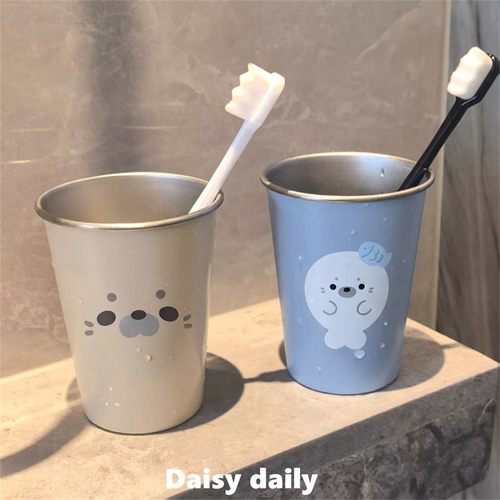 可爱海豹牙刷杯不锈钢漱口杯家用刷牙杯子洗漱杯情侣学生儿童牙杯