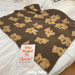 ins可爱印花小熊保暖羊羔绒双层加厚绒毯宝宝休闲办公室宿舍盖毯