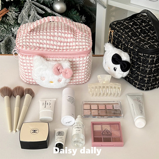 原创编织立体猫咪少女心化妆包大容量收纳包洗漱包便携手提包