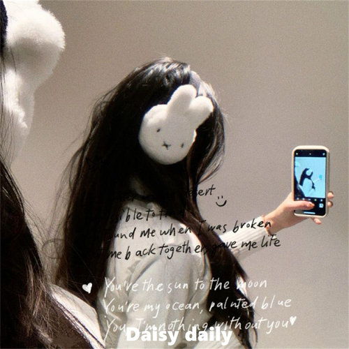 白色米菲兔毛绒耳罩可爱卡通新款冬季护耳防冻耳套骑行保暖耳包女