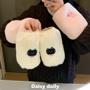 上班办公室可爱白色羽绒服护袖 袖 学生成人工作防脏套袖 冬季 套女款