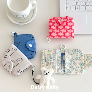韩国ins可爱少女心蝴蝶结零钱包多功能收纳卡包小巧便携包包挂件