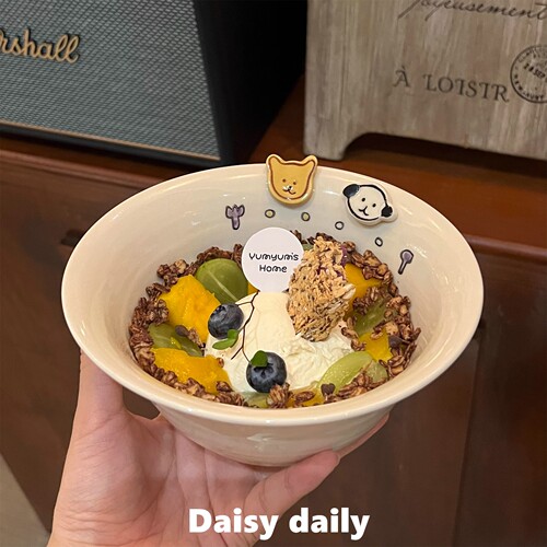 生日小狗|ins风可爱立体陶瓷米饭碗酸奶碗家用餐具送人礼物礼盒装