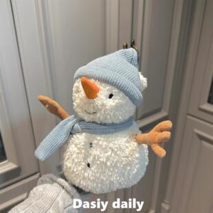 萨米蓝帽子小雪人玩偶2024圣诞节新款雪人毛绒玩具装饰品可爱公仔