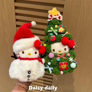 新款圣诞树猫咪挂件圣诞节雪人公仔摆件挂饰毛绒玩偶可爱情侣礼物