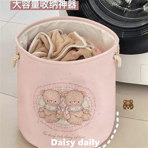 原创熊兔脏衣篮收纳桶大容量脏衣服收纳筐浴室布艺可折叠收脏衣篓