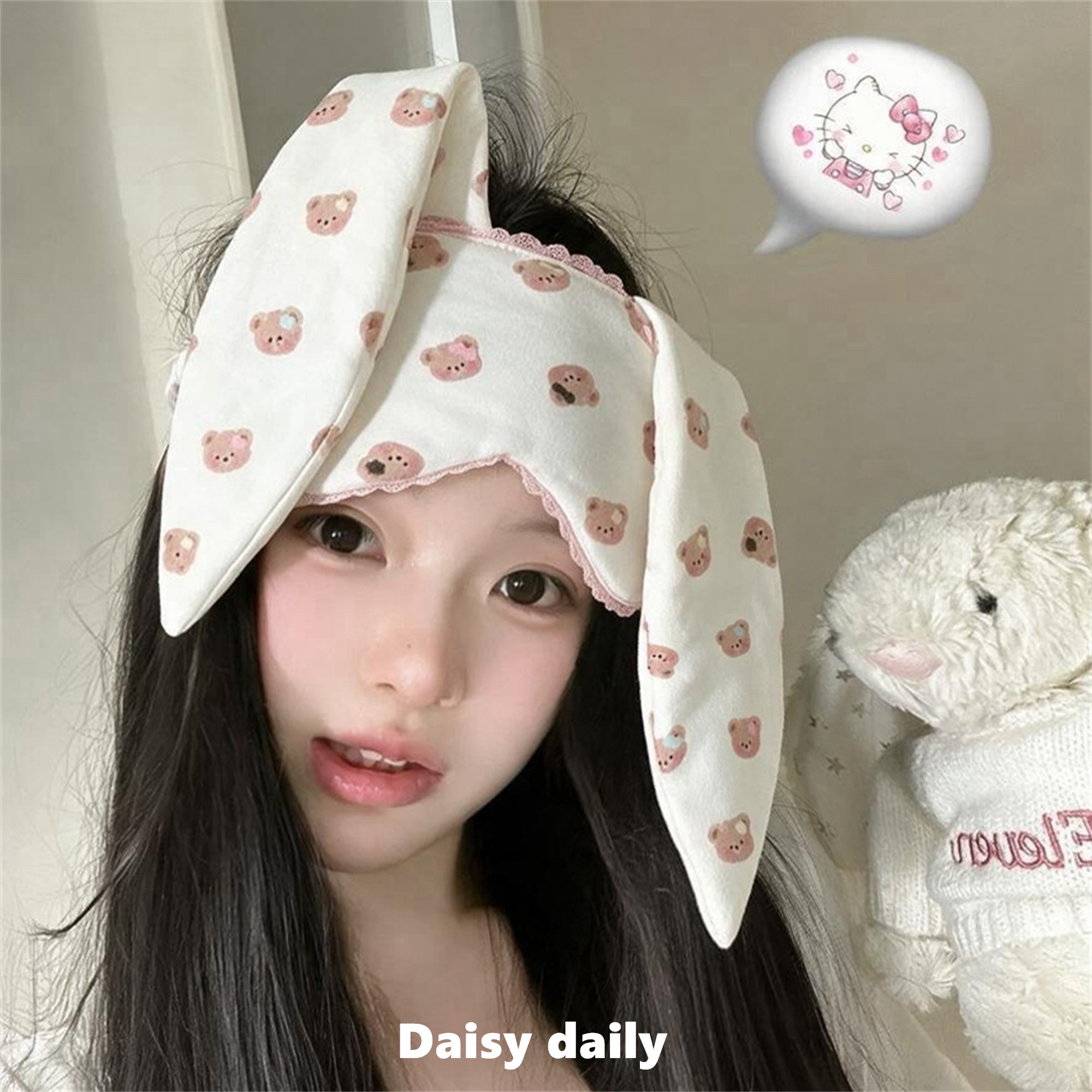 兔子耳朵眼罩女可爱二次元洗脸头巾发带缓解疲劳睡眠遮光睡觉专用图片