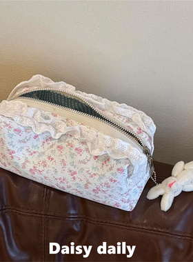 韩系碎花笔袋ins手提便携大容量学生文具收纳袋化妆品收纳化妆包