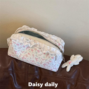 韩系碎花笔袋ins手提便携大容量学生文具收纳袋化妆品收纳化妆包