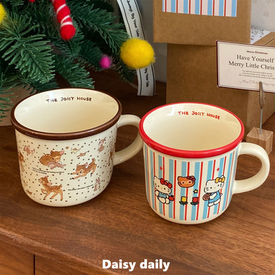 原创~小鹿斑比杯子陶瓷马克杯早餐杯咖啡杯礼盒装送女生礼物水杯