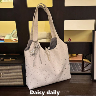 ins风星星托特包女2026新款 韩系大容量通勤百搭手提帆布包慵懒风