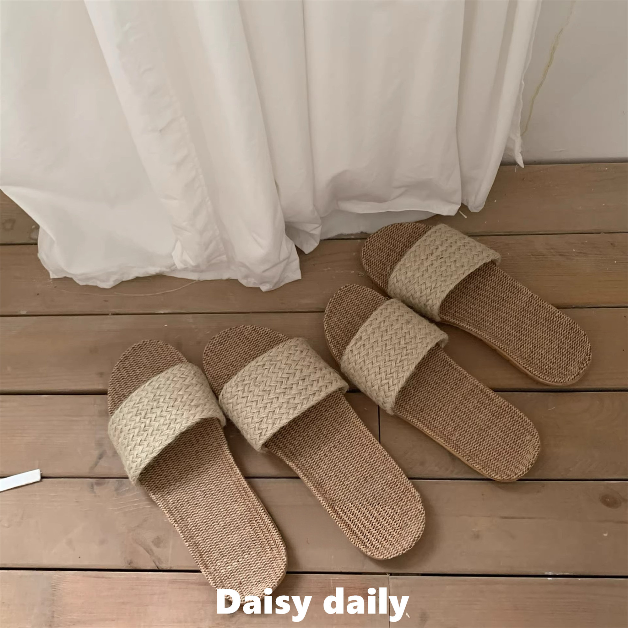 古风老宅·亚麻拖鞋|日系手工草编度假拖鞋情侣 夏季家居凉拖男女