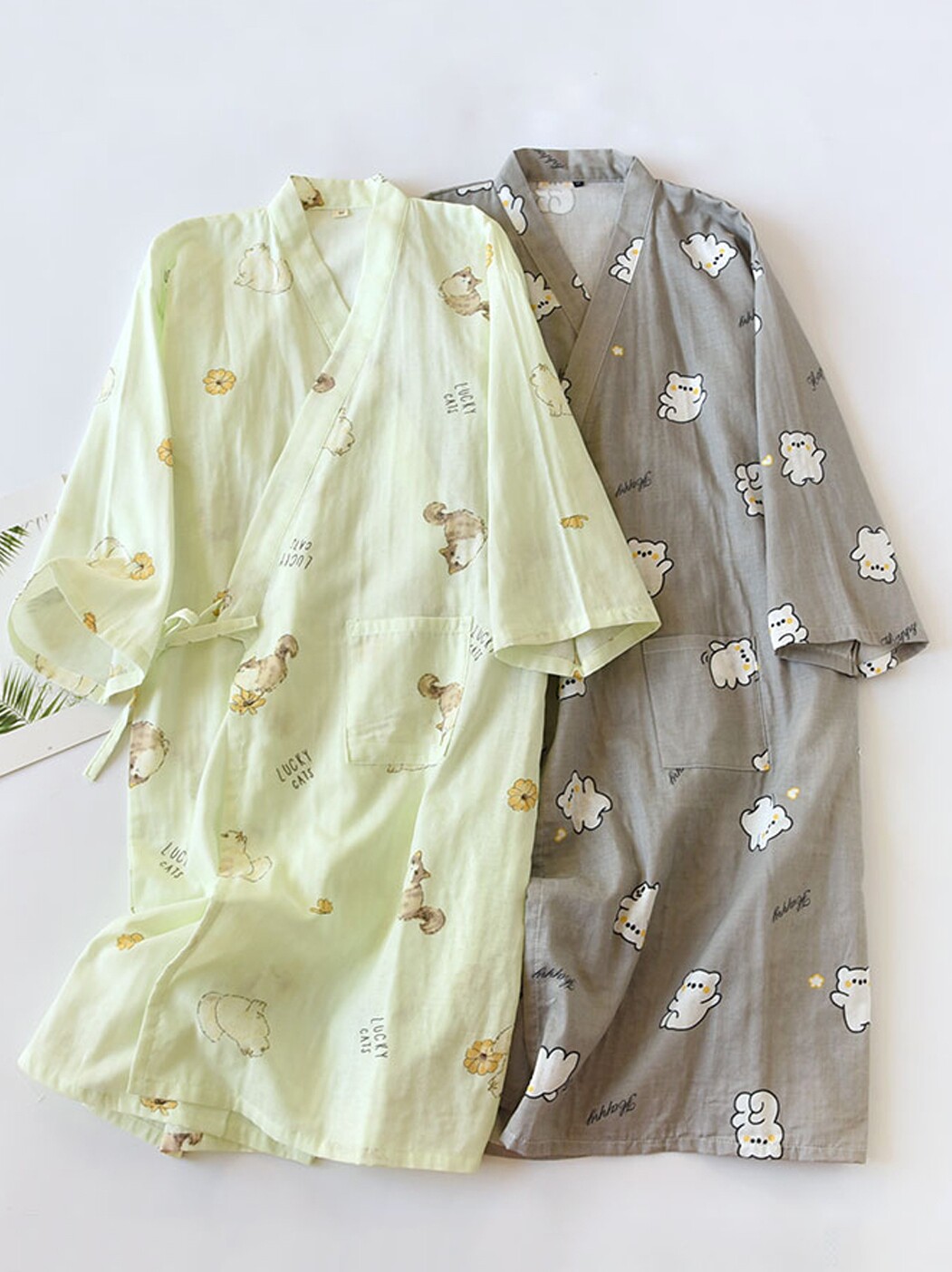 일본산 산후복 봄 여름 가을 가정 간호 잠옷 출산 잠옷 순면 거즈 출산 목욕 가운 얇은 긴팔