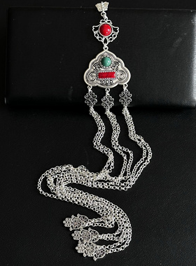 蒙古元素民族特色超长流苏胸挂压襟胸针藏式腰带挂件蒙古袍配饰