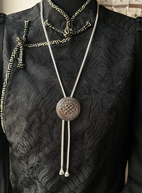 蒙古族项链佩饰加长吊坠少数民族风简约复古元素男女通用饰品