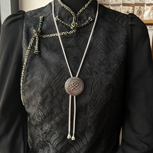 蒙古族项链佩饰加长吊坠少数民族风简约复古元素男女通用饰品