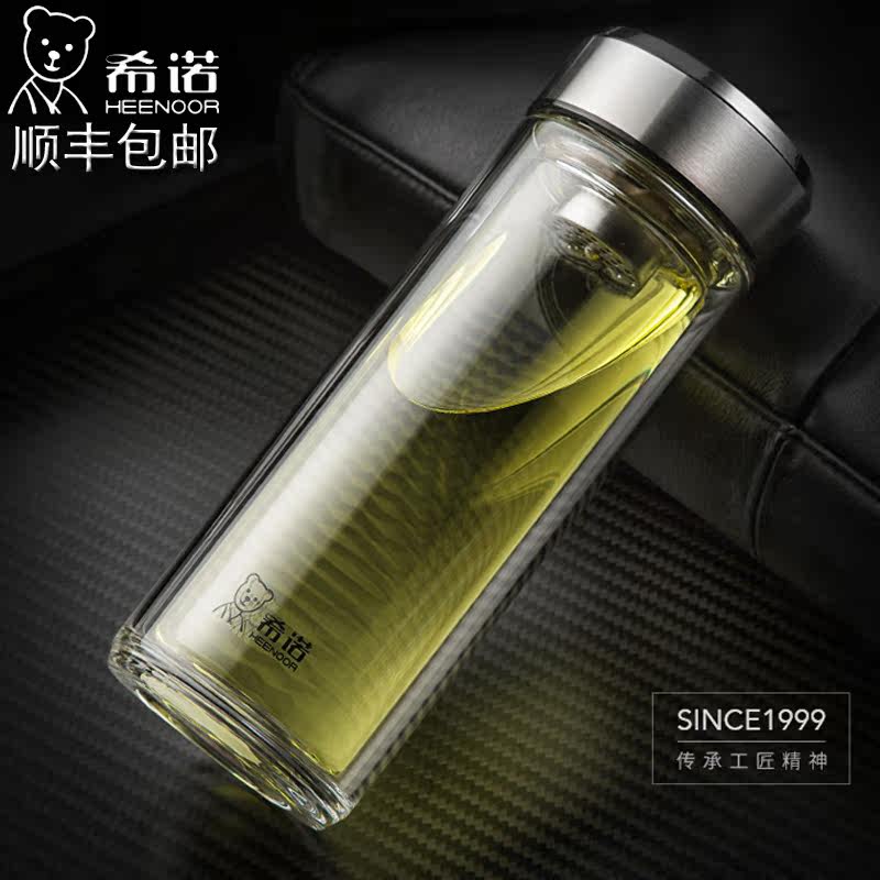 新品希诺水晶男士办公双层玻璃杯图片