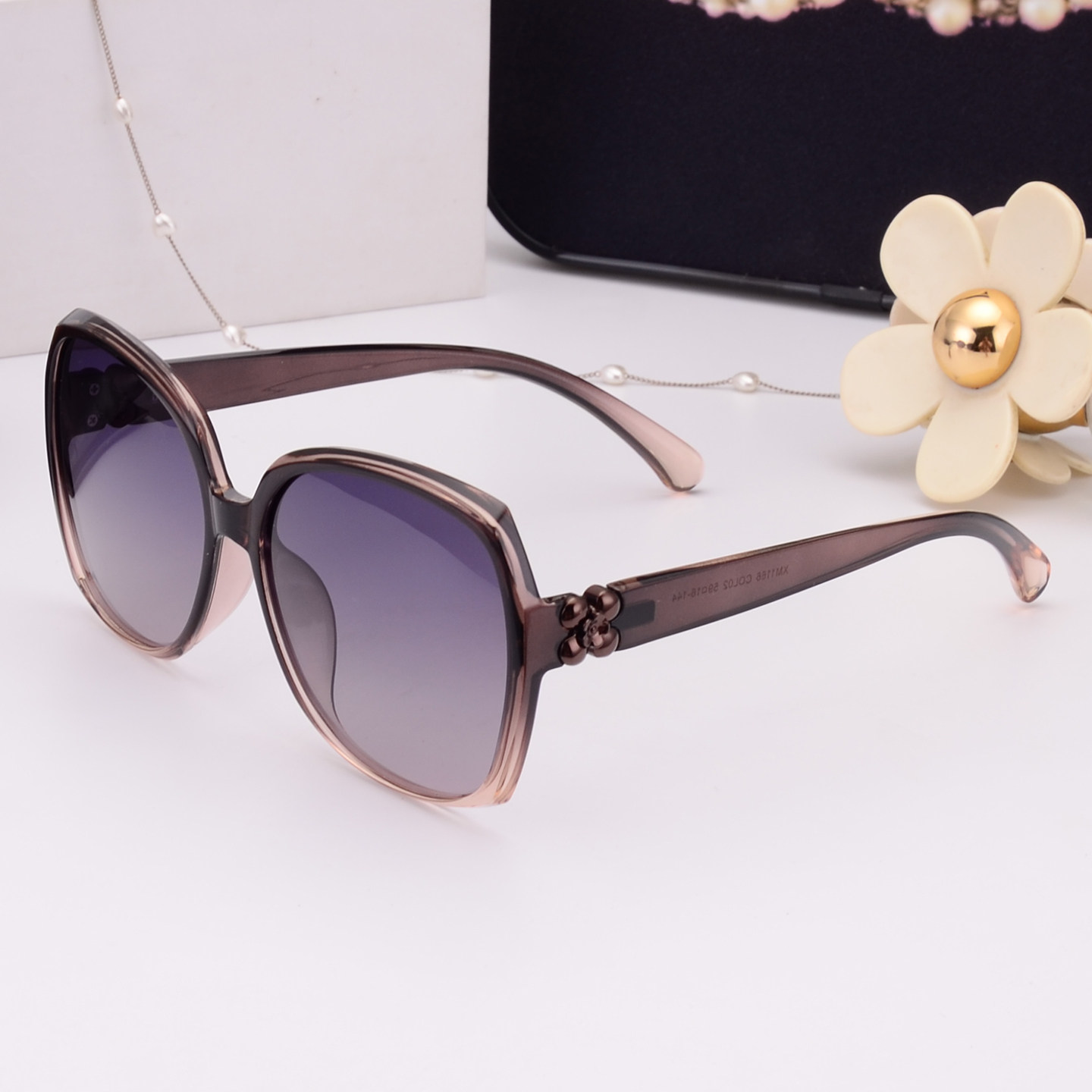 立体花红色偏光太阳眼镜女韩版高级修脸大框墨镜新款旅游百搭眼镜