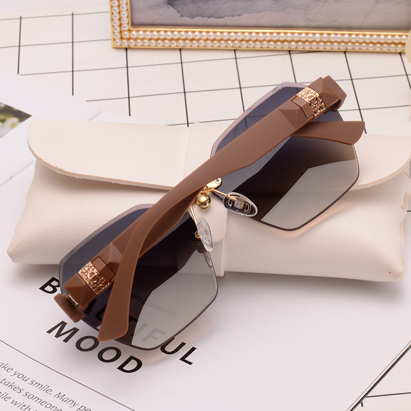 无框墨镜女潮复古小脸尼龙偏光太阳镜女款网红街拍防晒开车眼镜