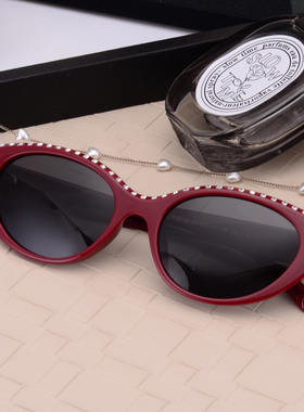 猫眼带钻显瘦偏光小脸太阳镜女