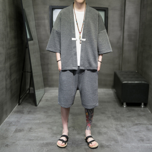 A3026*大码2021中国风新品 华夫格爆款 开衫汉服套装p85图片