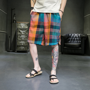 风夏季大码2026盘扣彩格子休闲短裤A4019-p30