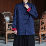 两面穿盘扣立体款2025秋风提花山水夹克唐装外套A5808-P128，男装夹克，钱塘7008(原4008)