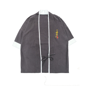 JJ001汉服中国风大码2021夏 棉麻假两件 男开衫p40图片