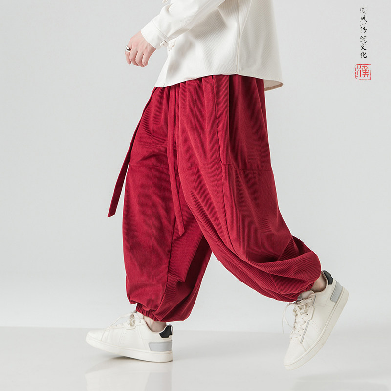 2026春灯芯绒4色休闲裤男宽松款哈伦灯笼裤子A101-p70,男装休闲裤,钱塘7008(原4008)