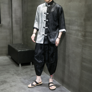 A3019*主推大码2021中国风 大龙面料 冰丝 开衫套装 汉服套装p90图片