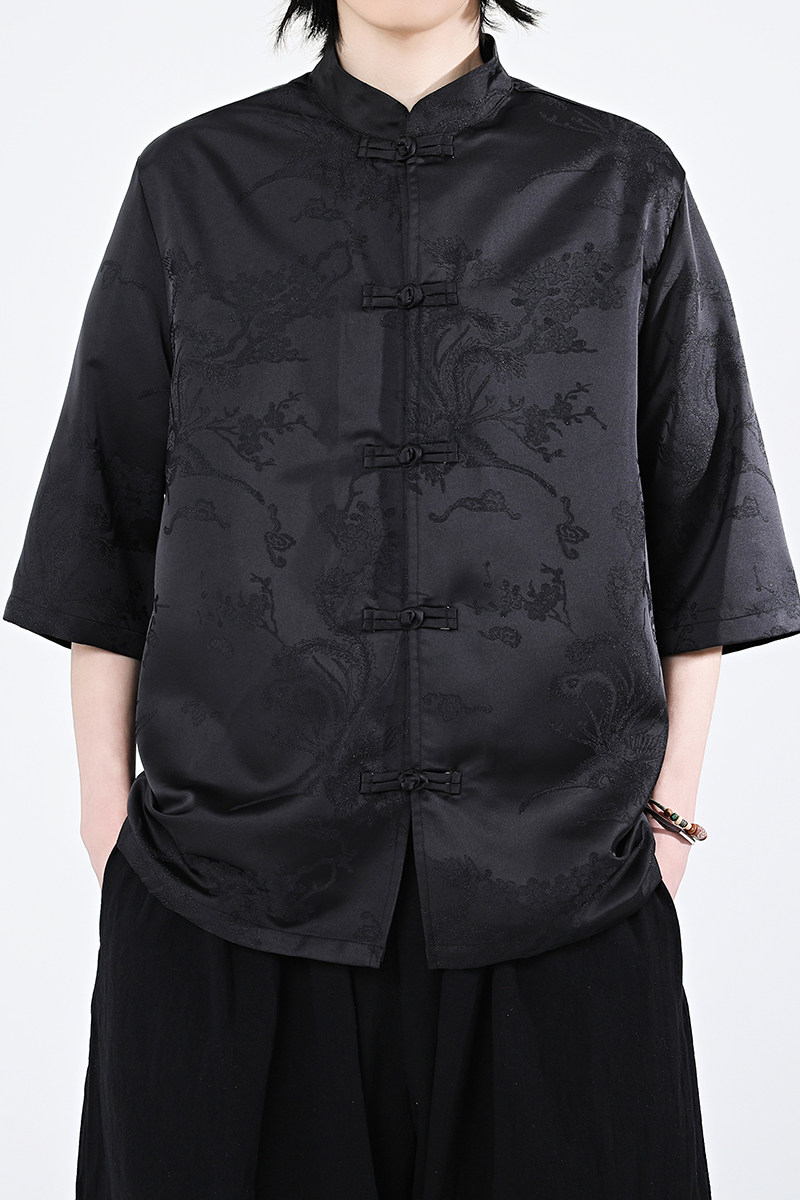 凤凰提花夏季新品2026风汉服短袖衬衫/衬衣A688-p65,男装T恤,钱塘7008(原4008)