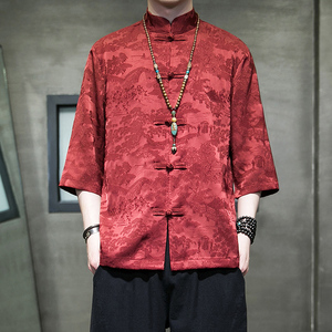 风2026夏现货！山水提花 冰丝顺滑 短袖衬衫/衬衣A881*p65图片