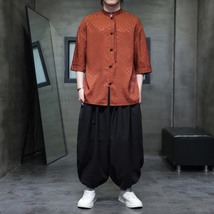有货夏祥云2026冰丝2色 风 汉服短袖衬衫/衬衣A665-p65图片