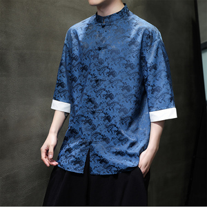 冰丝提花 夏季2025 新中式短袖衬衫/衬衣A621 *p65图片