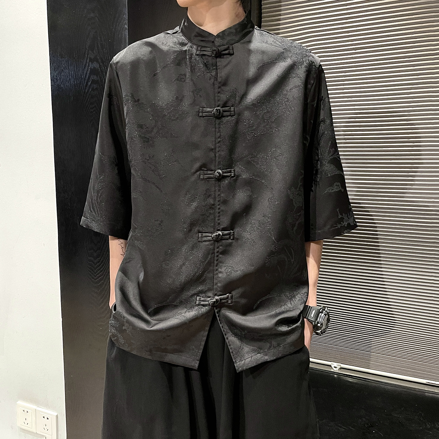 凤凰提花夏季新品2025风汉服短袖衬衫/衬衣A688-p65，男装T恤，钱塘7008(原4008)