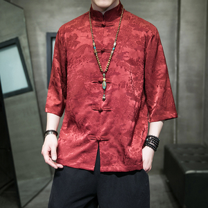 风2026夏现货！山水提花 冰丝顺滑   短袖衬衫/衬衣A881*p65图片