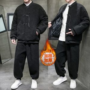 A338-P100特价2025 羊羔毛套装 唐装棉衣 加厚汉服棉袄外套套装图片