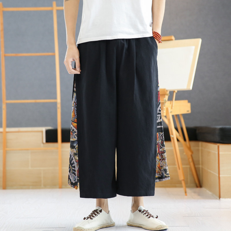A4016酒店风-中国风大码2021汉服古风垂感哈伦裤宽松九分裤p60,男装休闲裤,钱塘7008(原4008)