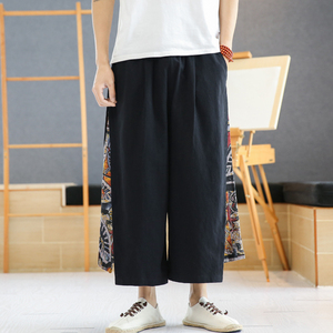 A4016酒店风-中国风大码2021 汉服古风 垂感哈伦裤 宽松九分裤p60图片
