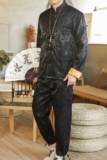 A1093秋冬大码风2020纯色提花复合布汉服套装，男装民族服装，钱塘7008(原4008)