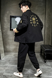 A1011大码中国风2021个性雷公刺绣唐服/汉服套装P135，男装民族服装，钱塘7008(原4008)
