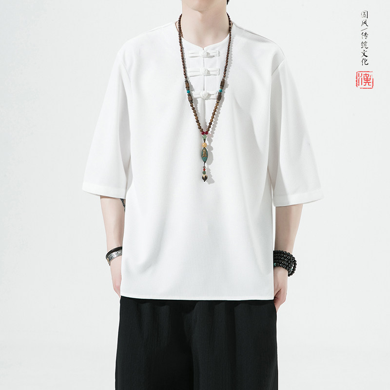 跑量有货风夏2026盘扣汉服短袖男T恤A9006-p48,男装T恤,钱塘7008(原4008)