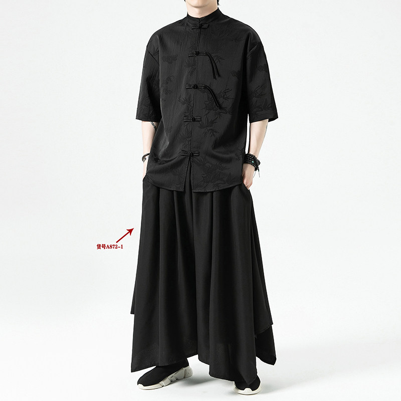 黑暗风 百搭 大码风2026不规则裙裤 九分裤A872-1 p60图片