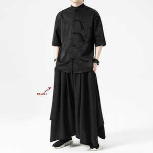 黑暗风 百搭 大码风2026不规则裙裤 九分裤A872-1 p60图片